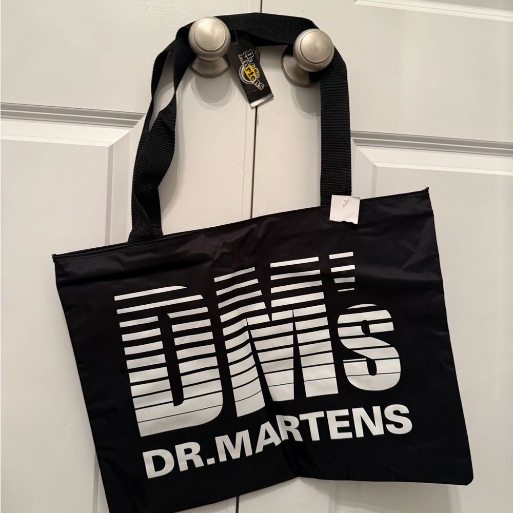 NWT Dr. Martens Black Tote Bag with White DMS Logo & Zipper